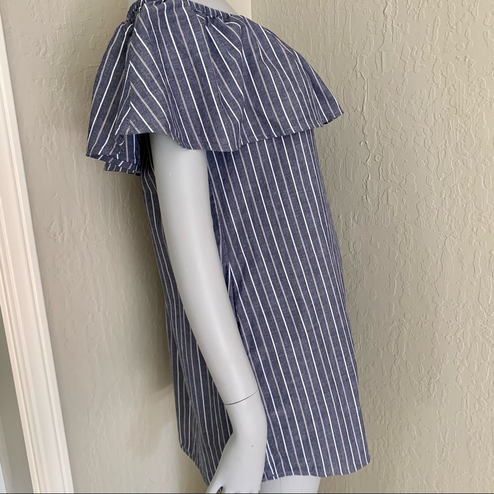 SOCIALITE Nordstrom Striped Off-The-Shoulder Mini Dress Coverup Loose Fit Small - Picture 8 of 14